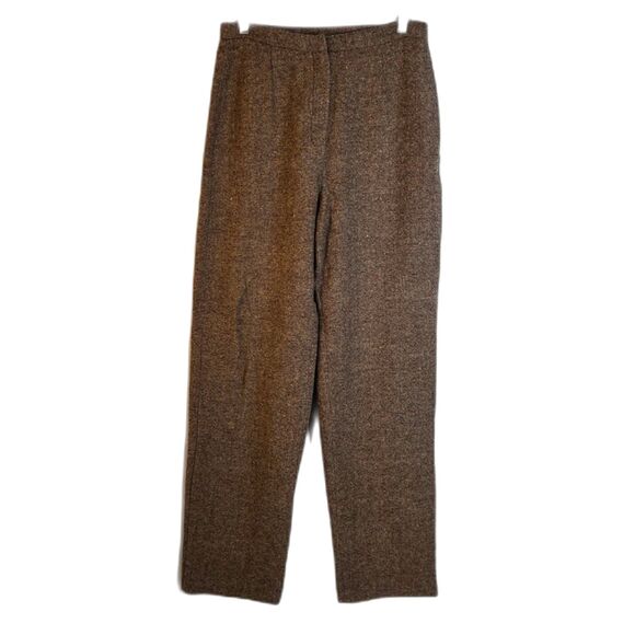 Casual Corner VTG Brown Tweed Pants 75% Wool Made in Italy Lined Size 8* Classic - Picture 1 of 10